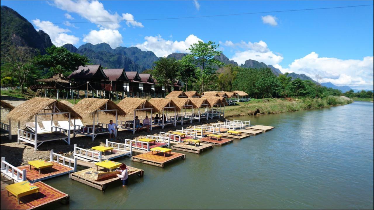 Cliff View Bungalows Vang Vieng Bagian luar foto