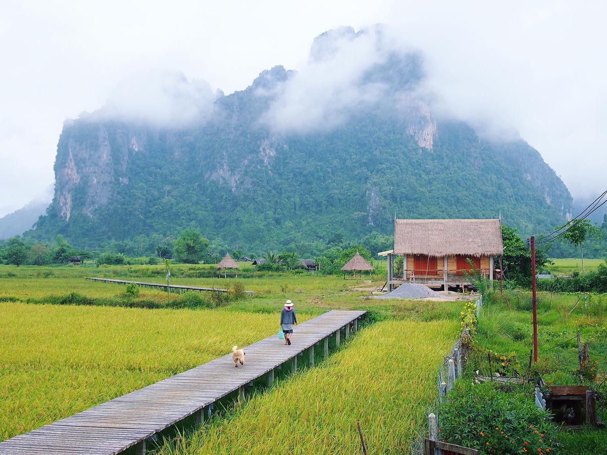 Cliff View Bungalows Vang Vieng Bagian luar foto