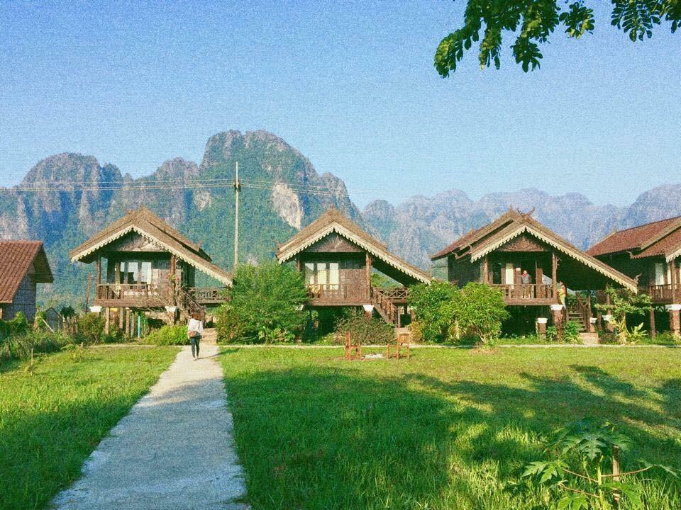 Cliff View Bungalows Vang Vieng Bagian luar foto